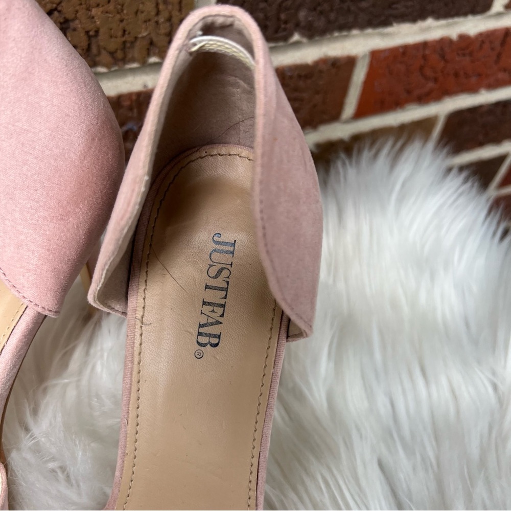 JustFab Sophya Pale Pink Satin Like Knotted Top Pointed Toe Stiletto Pump Heels - Picture 4 of 6